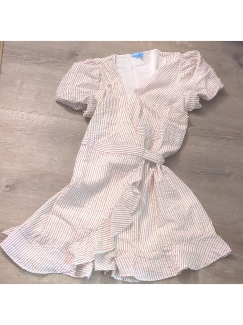 Draper James  RSVP pink white striped wrap dress size XL